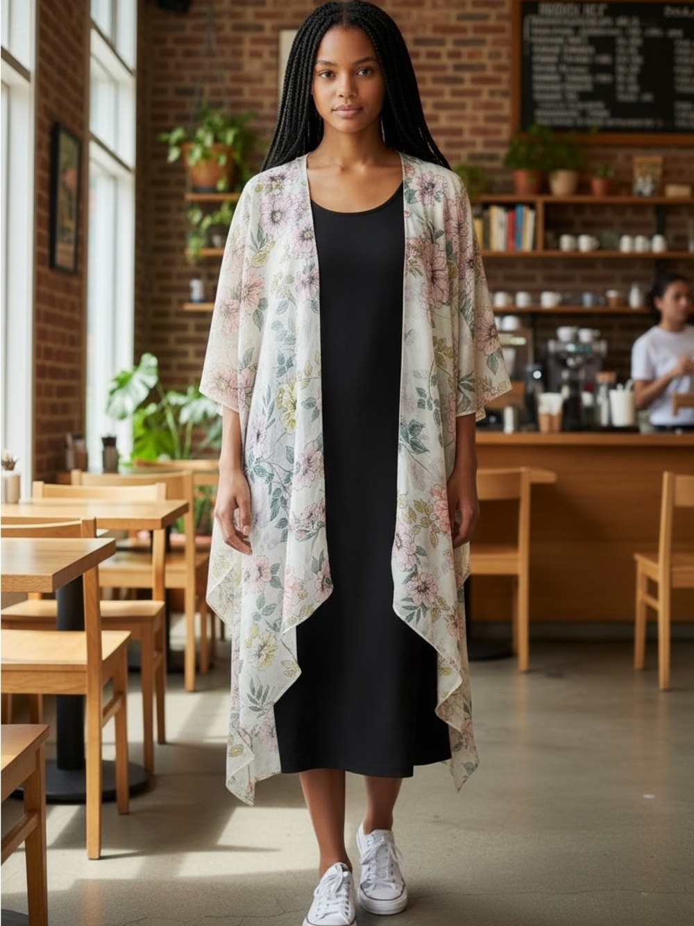 Chance & Destiny Band Of Gypsies Floral Sheer Kimono Cover-Up - Pink Floral L/XL